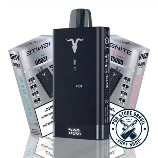 Pod Descartável Ignite - V150 Black - 15.000 Puffs
