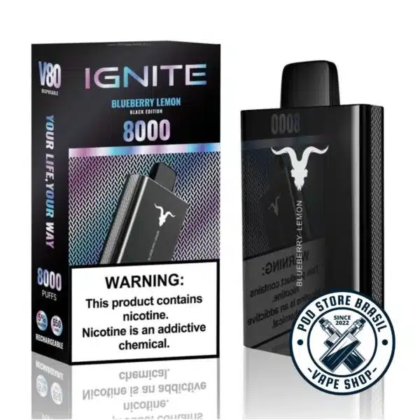 Pod Descartável Ignite - V80 Black- 8000 Puffs